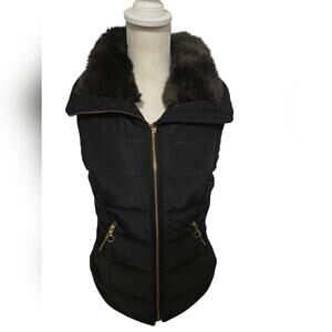 H & M Puffer Vest With Faux Fur Collar